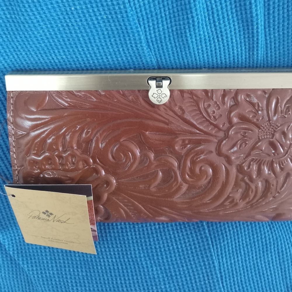 Patricia Nash Cauchy Tan Leather Embossed Clutch Wallet